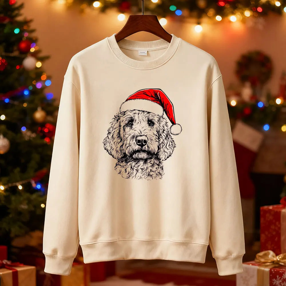 Goldendoodle Dog Christmas Pattern Sweatshirt Casual Fashion Comfortable Street Long Sleeve Design Autumn and Winter Matching