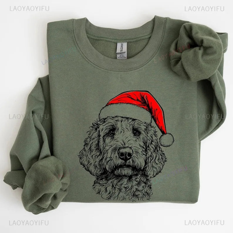 Goldendoodle Dog Christmas Pattern Sweatshirt Casual Fashion Comfortable Street Long Sleeve Design Autumn and Winter Matching