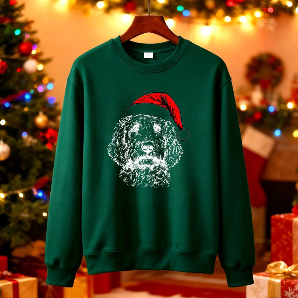 Goldendoodle Dog Christmas Pattern Sweatshirt Casual Fashion Comfortable Street Long Sleeve Design Autumn and Winter Matching