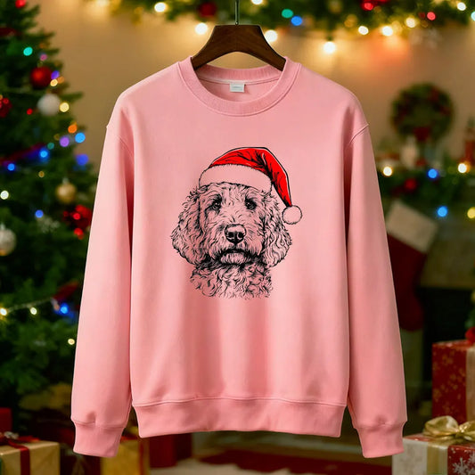 Goldendoodle Dog Christmas Pattern Sweatshirt Casual Fashion Comfortable Street Long Sleeve Design Autumn and Winter Matching