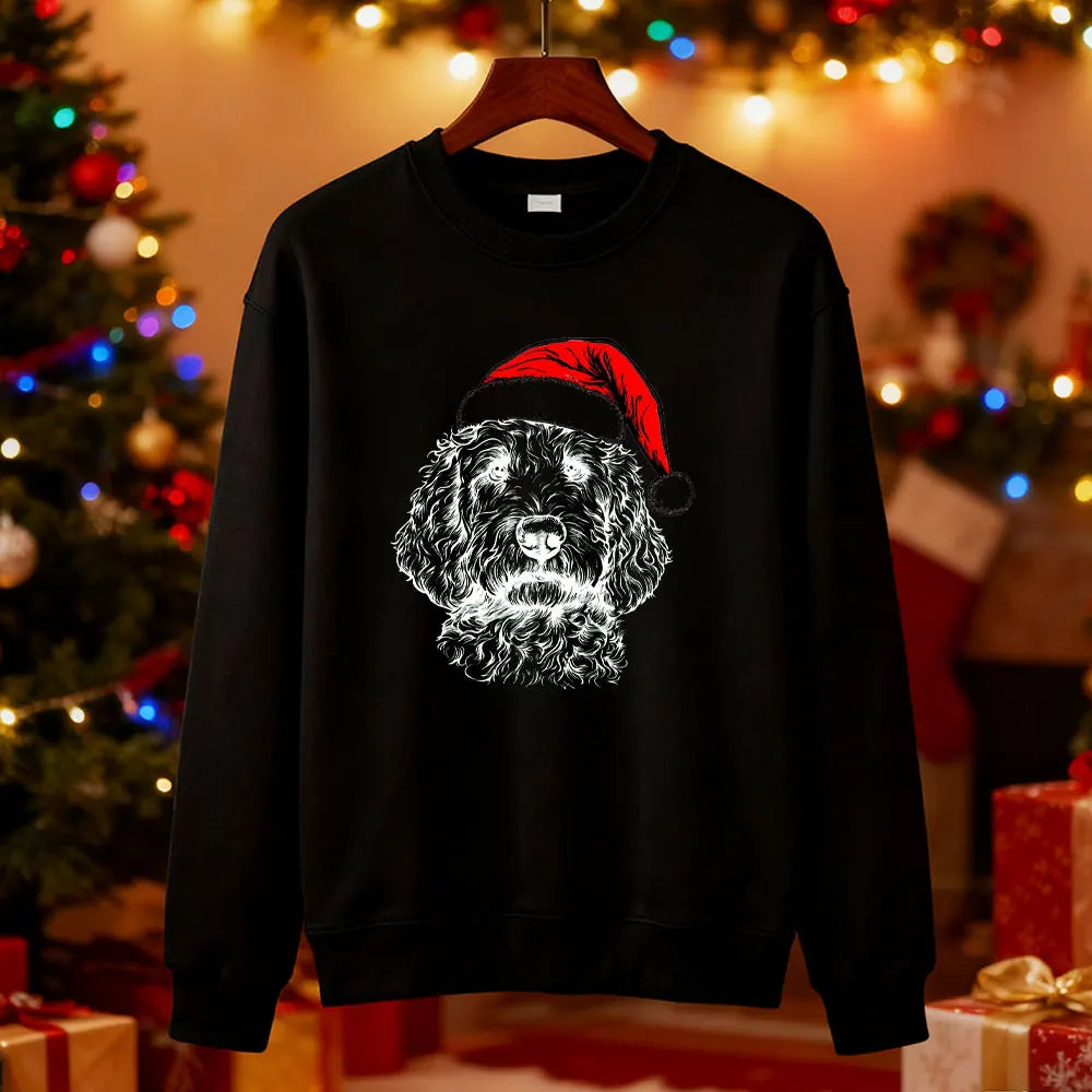 Goldendoodle Dog Christmas Pattern Sweatshirt Casual Fashion Comfortable Street Long Sleeve Design Autumn and Winter Matching